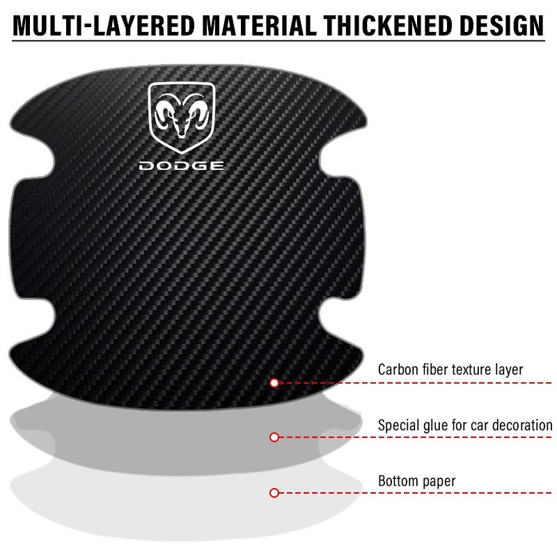 4 шт./компл. Наклейка на ручку двери автомобиля против царапин, углеродное волокно для Dodge Journey Caliber Challenger Charger Ram 1500 Stratus Dart Dakota Durango