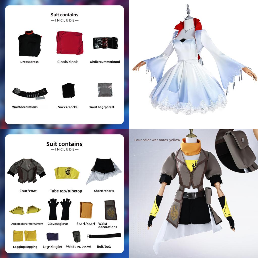 Косплей костюм Руби Роуз и Вайс Шни из RWBY из полиэстера для косплея аниме