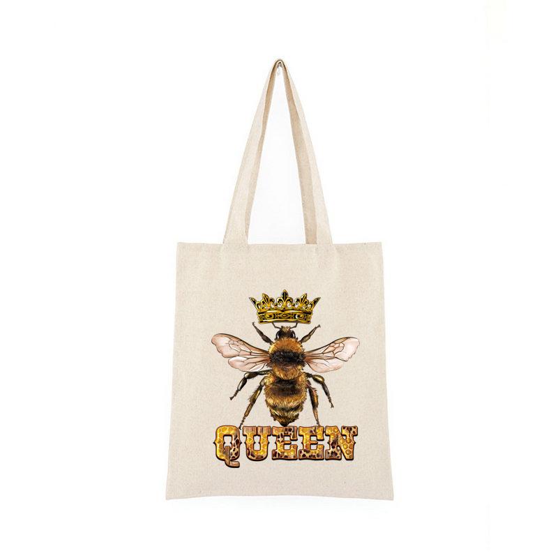 1pc, Spreading Wings Bees Queen Heat Transfer Decal, Black Yellow Bee Crown Text Insect Iron-on Sticker, For Bags Backpacks Fabric