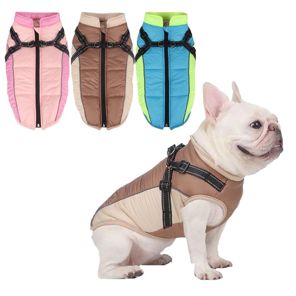 Зимнее пальто для собак Одежда для домашних собак Светоотражающая зимняя теплая куртка для маленьких средних собак Жилет для кошек в холодную погоду Жилет Пальто Одежда для французского бульдога