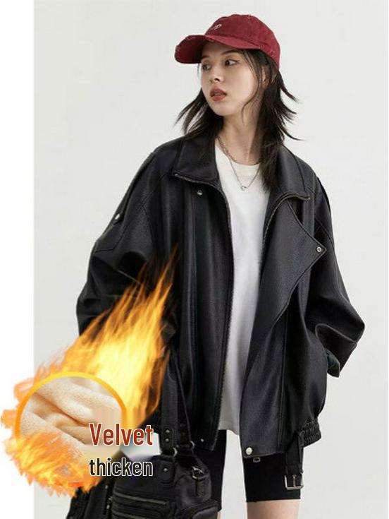 Унисекс кожаная мотоциклетная куртка на бархатной подкладке 2025 года - Высококачественный зимний стиль панк