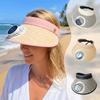 Breathable Sun Hat with Fan Wide Brim Summer Fan Visor Cap Sunscreen Empty Top Hat  Hot Weather