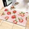 Dark Blue Stripe Hand Drawn Lemon Floor Mat Non Slip Soft Floor Rug Balcony Front Door Citrus Fruit Print Household Entry Mat