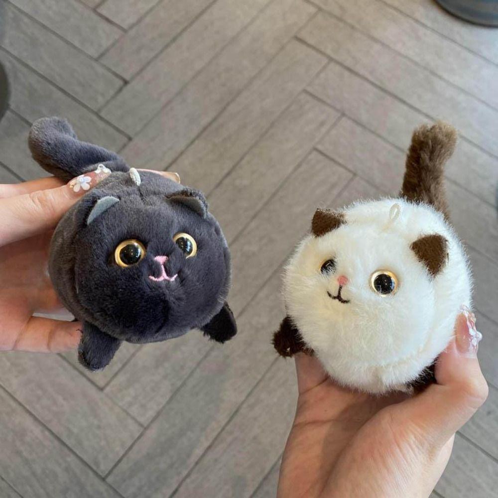 Squeezing Plush Black Cat Pendant 3D Eyes Cat Plush Keychain Room Decoration