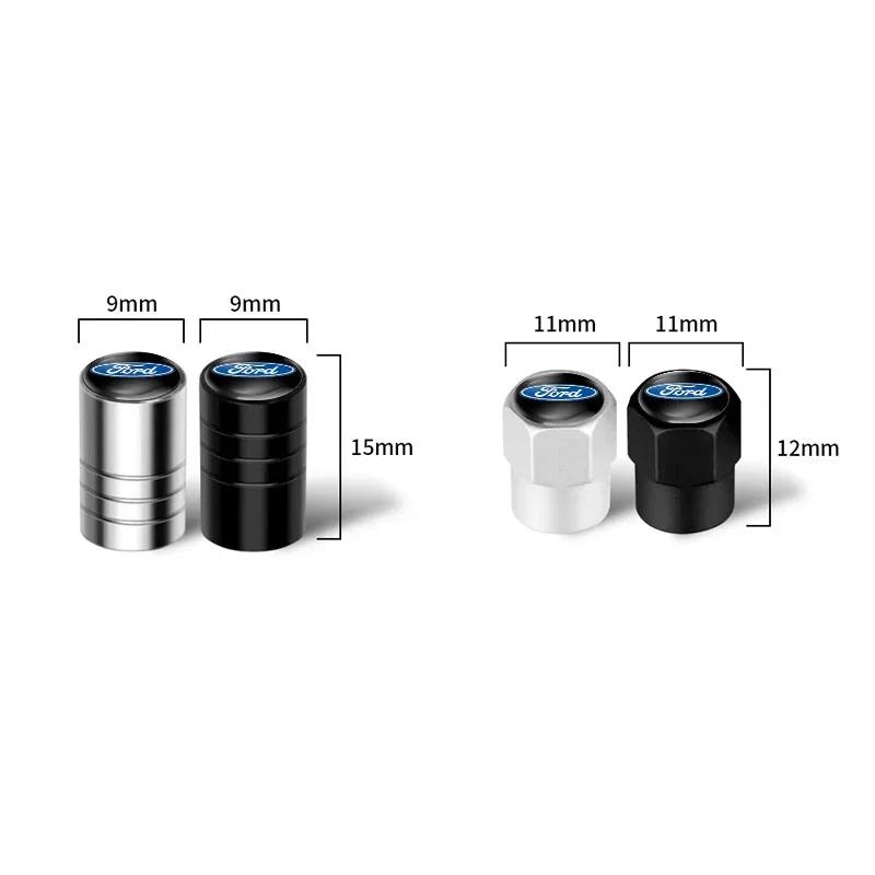 Car Sticker 4Pcs Car Tire Valve Stems Cap Metal Tire Wheel Stem Air Valve Cap For Ford Focus 2 3 Fiesta Ranger Mondeo Kuga Musta