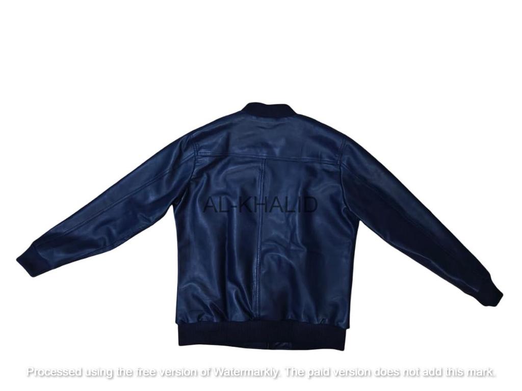 Мужская куртка Blue Bomber Handmade из натуральной овчины с полосками Мягкая стильная