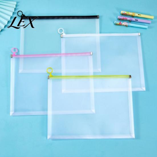 Waterproof File Envelope A4 Transparent Document Bag with Zipper, PP Folder, Durable Tear Office Filing Organizer Resistant Plastic Storage Pouch for