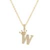 Unisex Fashion Crown A-Z Alphabet Pendant Vintage Chain Necklaces Hip-Hop Style Crystal Zircon Punk MIT