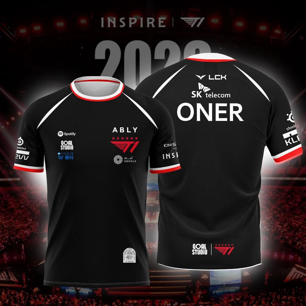 New T1 Esports Team Jersey FAKER FAN Men and Women Summer Casual Short Sleeve for Gaming Enthusiasts