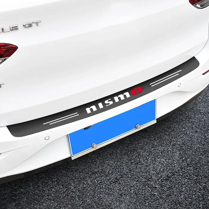 Car Carbon Fiber Rear Bumper Trunk Protection Stickers For Nissan Nismo Tiida Teana GTR Juke Note Versa Almera Accessories