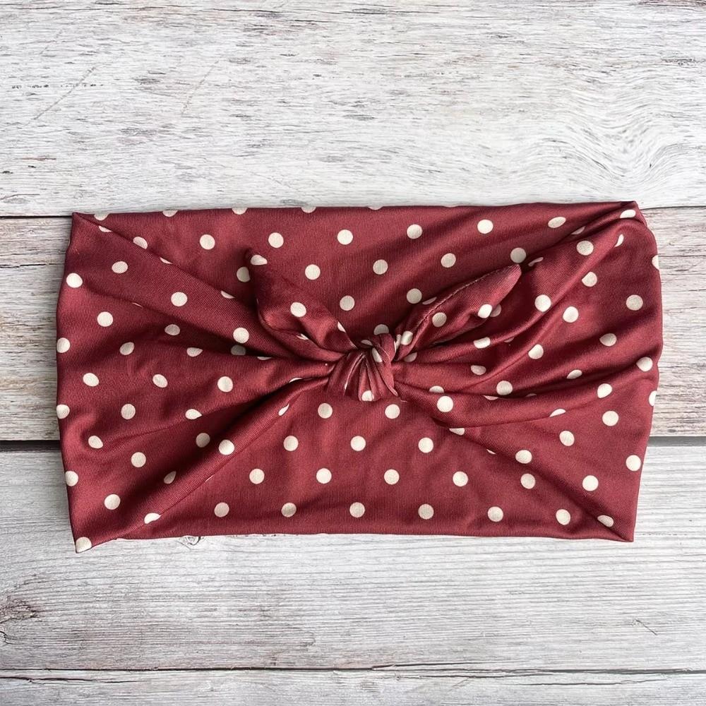 Polka Dot Bow Headbands Elastic Non Slip Hairband Bohemian Women Wide Headwraps  Sports