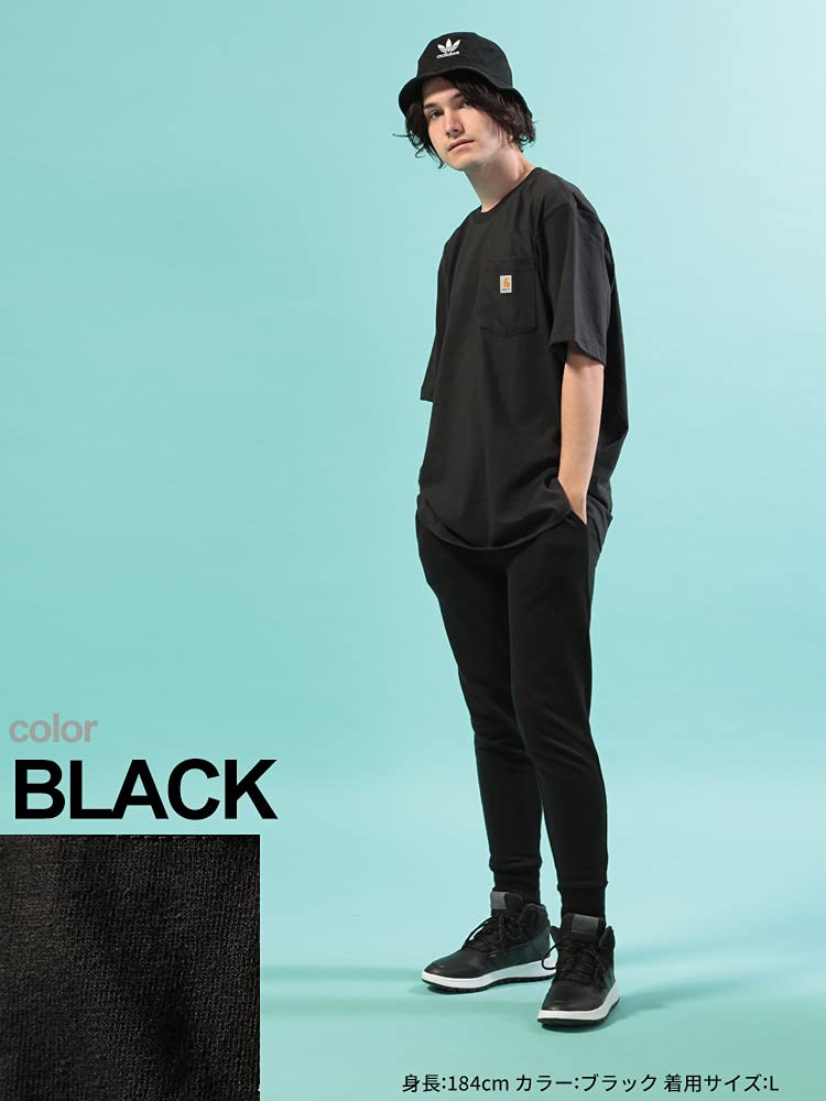 Футболка с коротким рукавом и круглым вырезом, карманом с логотипом [Carhartt] [K87] (Л, Черный)