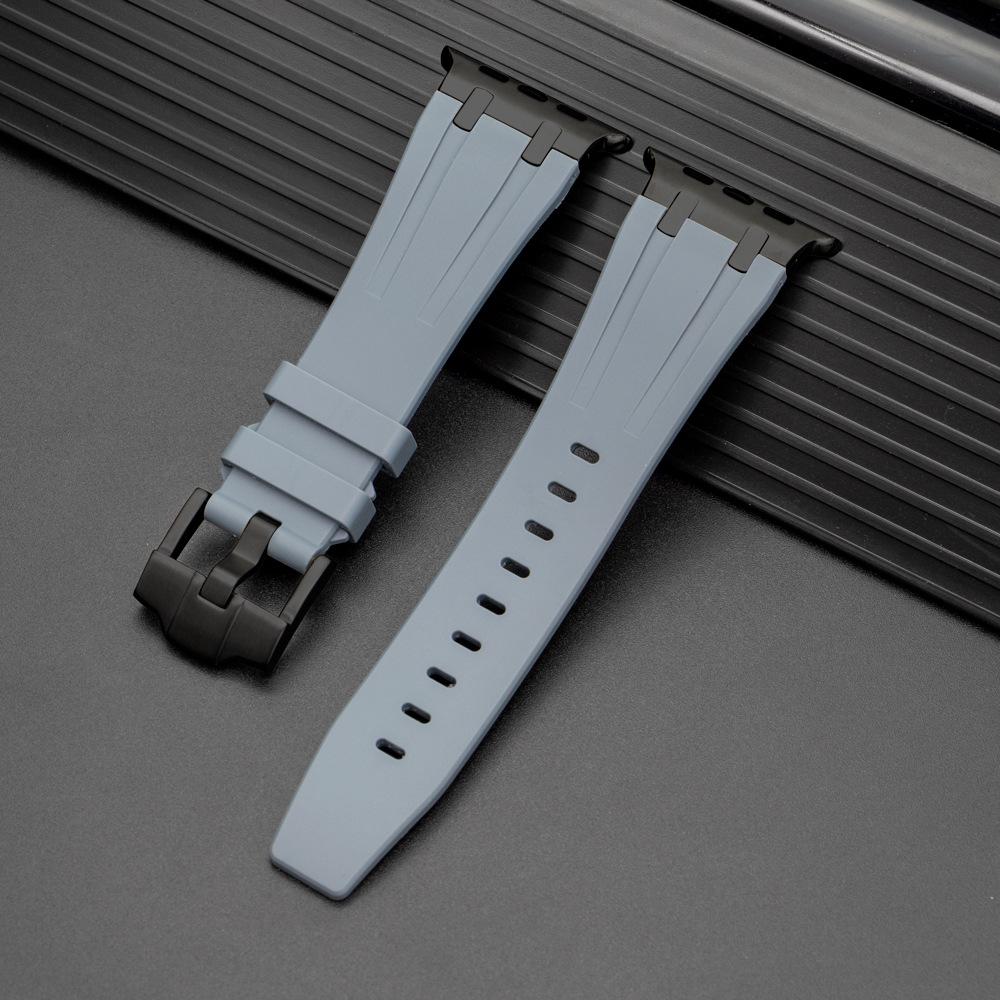 Совместимо с Apple iWatch Series Ultra 9/8: Пряжка из нержавеющей стали Ремешок из жидкого силикона