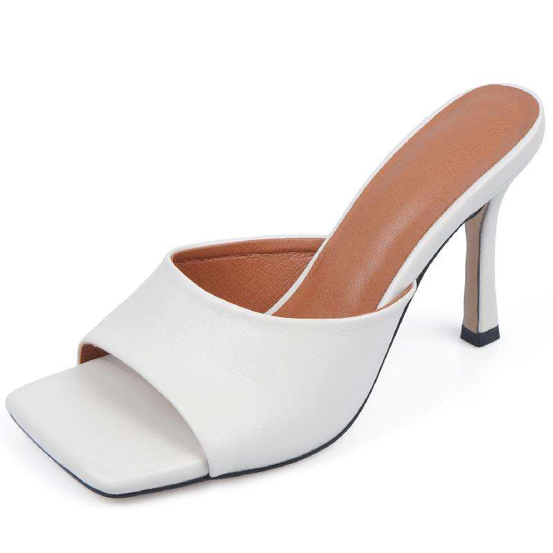 Сексуальные туфли-мюли, женские тапочки, летние шлепанцы 2025 года, женские элегантные босоножки на высоком каблуке, белые, красные, черные, большого размера, брендовая обувь для вечеринок