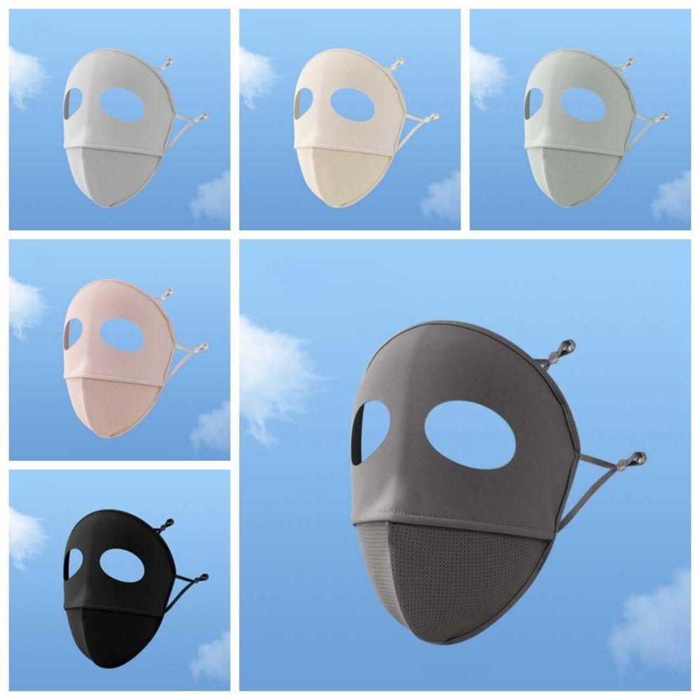 Comfortable Polyester Sunscreen Mask Traceless Small Hole UV Protection Mask Cool Breathable Ice Silk Face Clothing Men