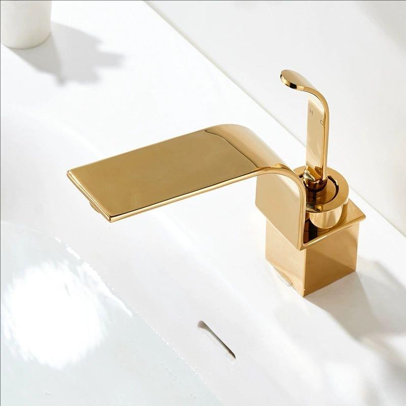 Хромированные смесители для раковины Современные золотые смесители для ванной, монтируемые на столешницу, Черные смесители для раковины, Каскадные смесители, Серые