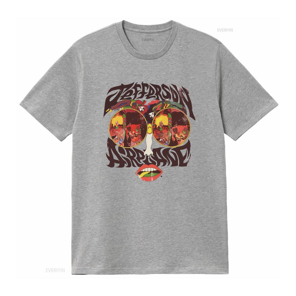 Jefferson Airplane Lips T Shirt Unisexs Retro Rock Band Design Vintage Breathable Casual Slightly Stretched