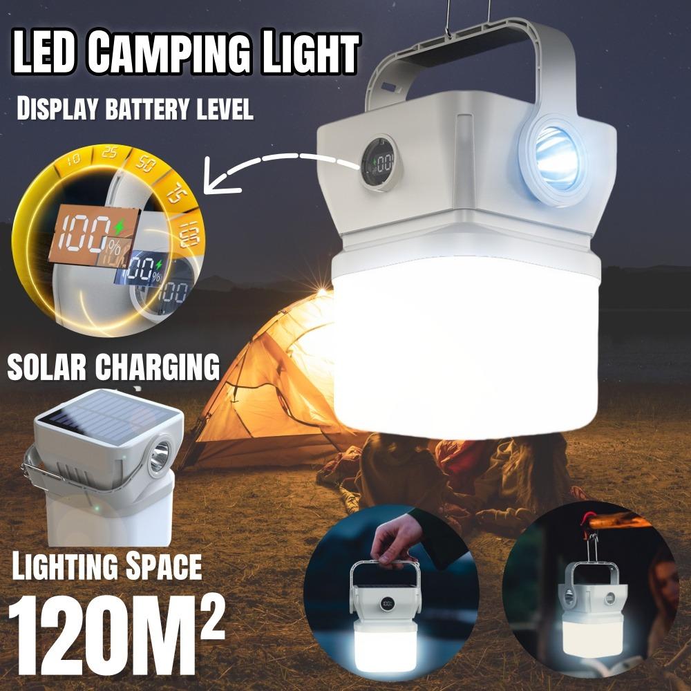 Portable Rechargeable LED Camping Light Outdoor Emergency Hanging Tent Solar Lamp Hiking Picnics Night Lighting Lantern