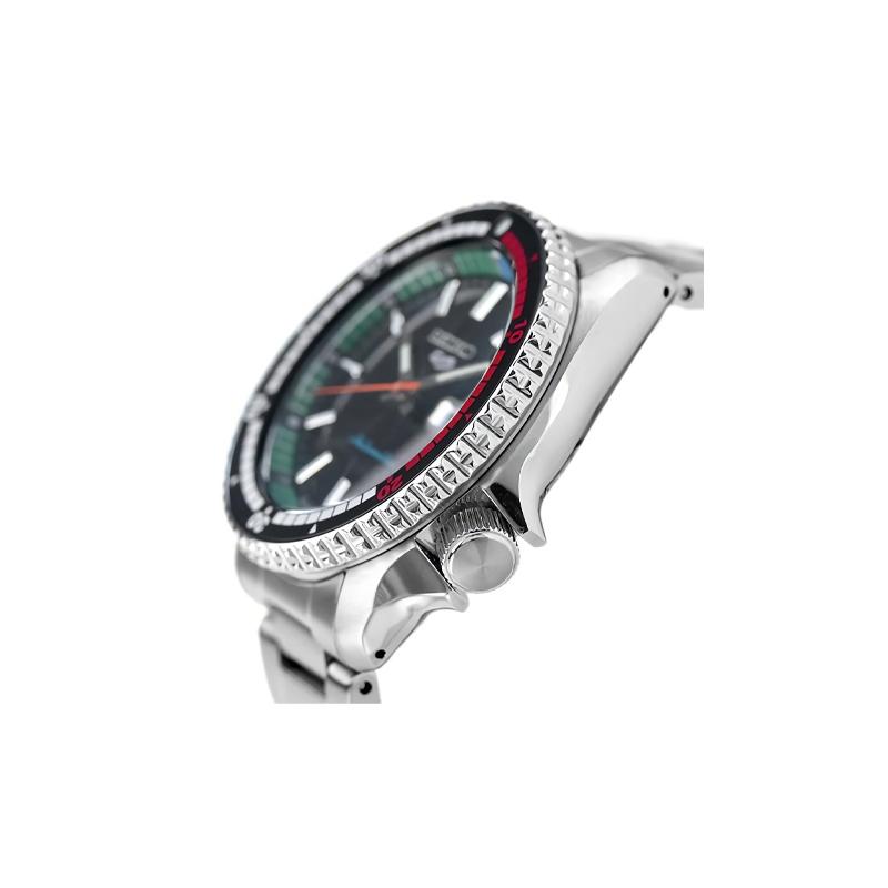 Seiko Водонепроницаемость 100 метров Автоматический Стальной ремешок для мужчин и женщин черный циферблат SBSA221