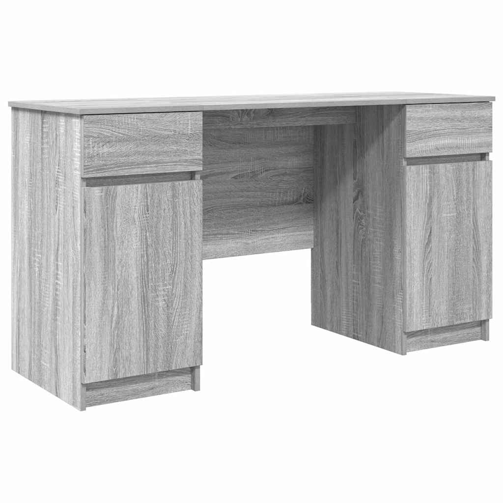 Desk with Door Grey Sonoma 140 x 49 x 76 cm Engineered Wood