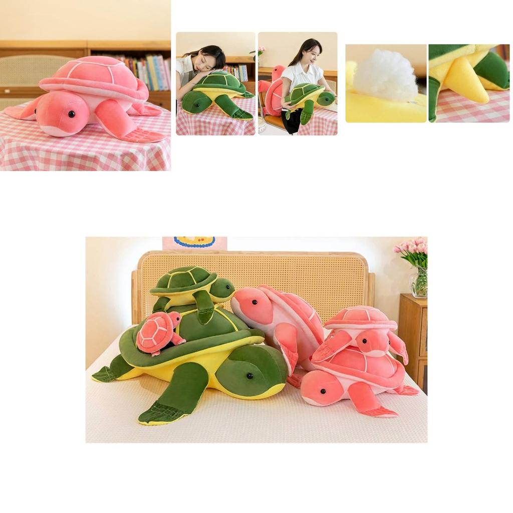 Adorable Green Turtle Plush Pillow Ultra-soft Pp Cotton Stuffed Animal Toy For Kids