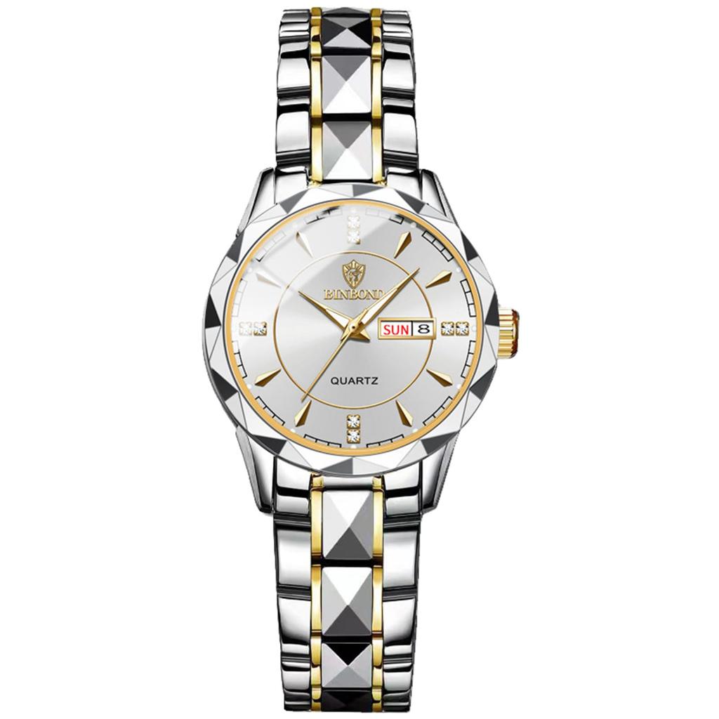Watch Seiko Analog Copy Watch Women Luminous Date Day of the Week Waterproof Watch Easy To Read Dial Stainless Steel Level Adjustable Silver Ladies