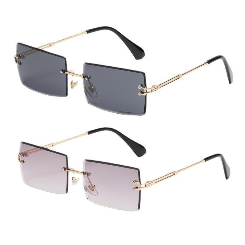 2 шт. женские и мужские модные солнцезащитные очки UV400 оттенки прямоугольные солнцезащитные очки без оправы летние модные очки