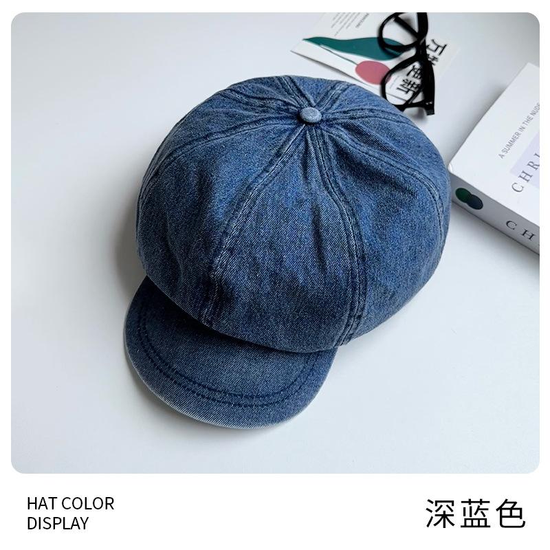 Cowboy Beret Women's Spring and Autumn Versatile Cloud Painter Hat Show Small Face Big Head Circumference Octagonal Hat Peaked Cap