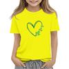 Летняя детская одежда, дышащая, удобная, повседневная, модная, с рисунком в форме сердца, женская футболка с короткими рукавами и круглым вырезом