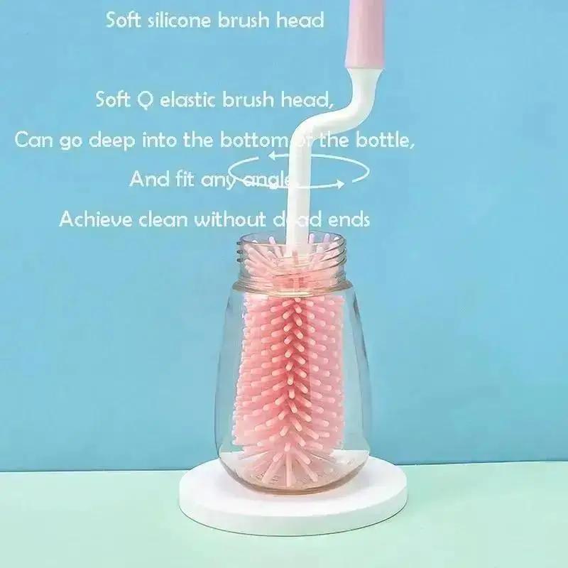 Силиконовая щетка для бутылочек, вращающаяся на 360 градусов, детская пустышка, набор щеток для чистки сосков, ручная мягкая головка, небольшой пищевой инструмент