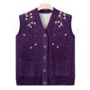 Grandma Autumn and Winter Sweater Velvet Vest Middle Old Man Women's Vest Old Man Vest Mother Winter Knitted Vest