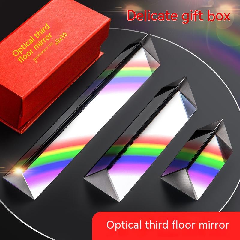 Borence Triprism optical glass photography props rainbow equipment prism length size seven color Mitsubishi mirror Teaching Tool