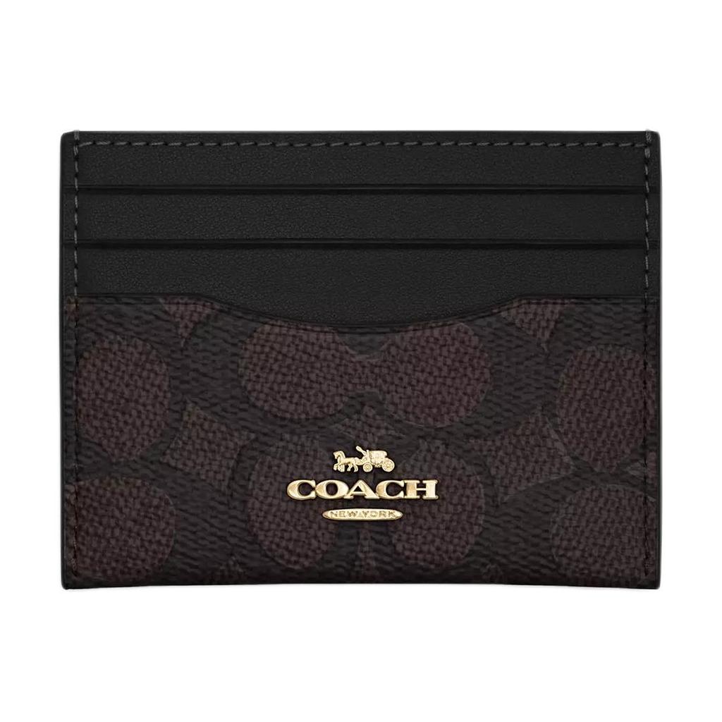 Coach 10 Логотипов Бренда Многослотовый Держатель для Карт из Покрытого Холста Женский Держатель для Карт Черный CZ286-IMXAQ