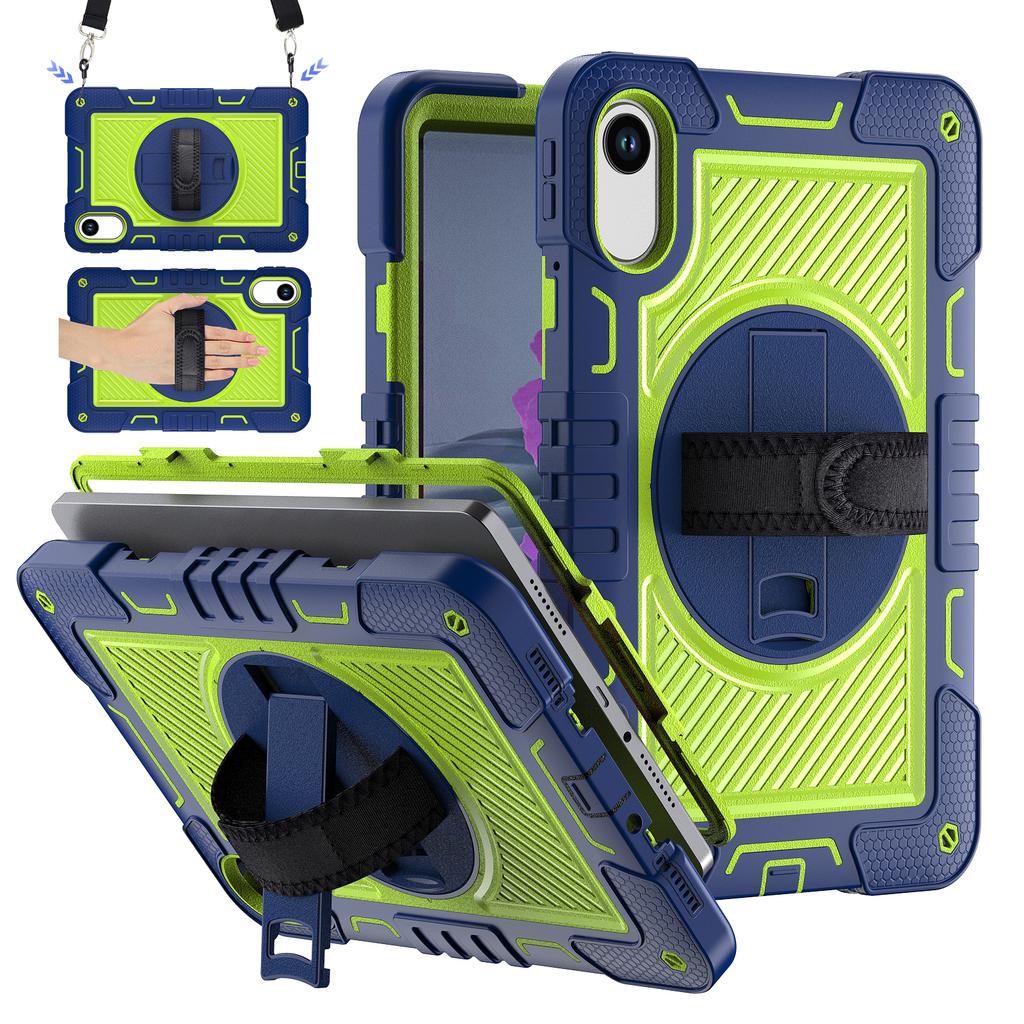 360 Rotating Stand Case for Xiaomi Redmi Pad 2 2025 11.0inch Model 25040RP0AG Silicone+PC Hybrid Armor Cover with Shoulder Strap