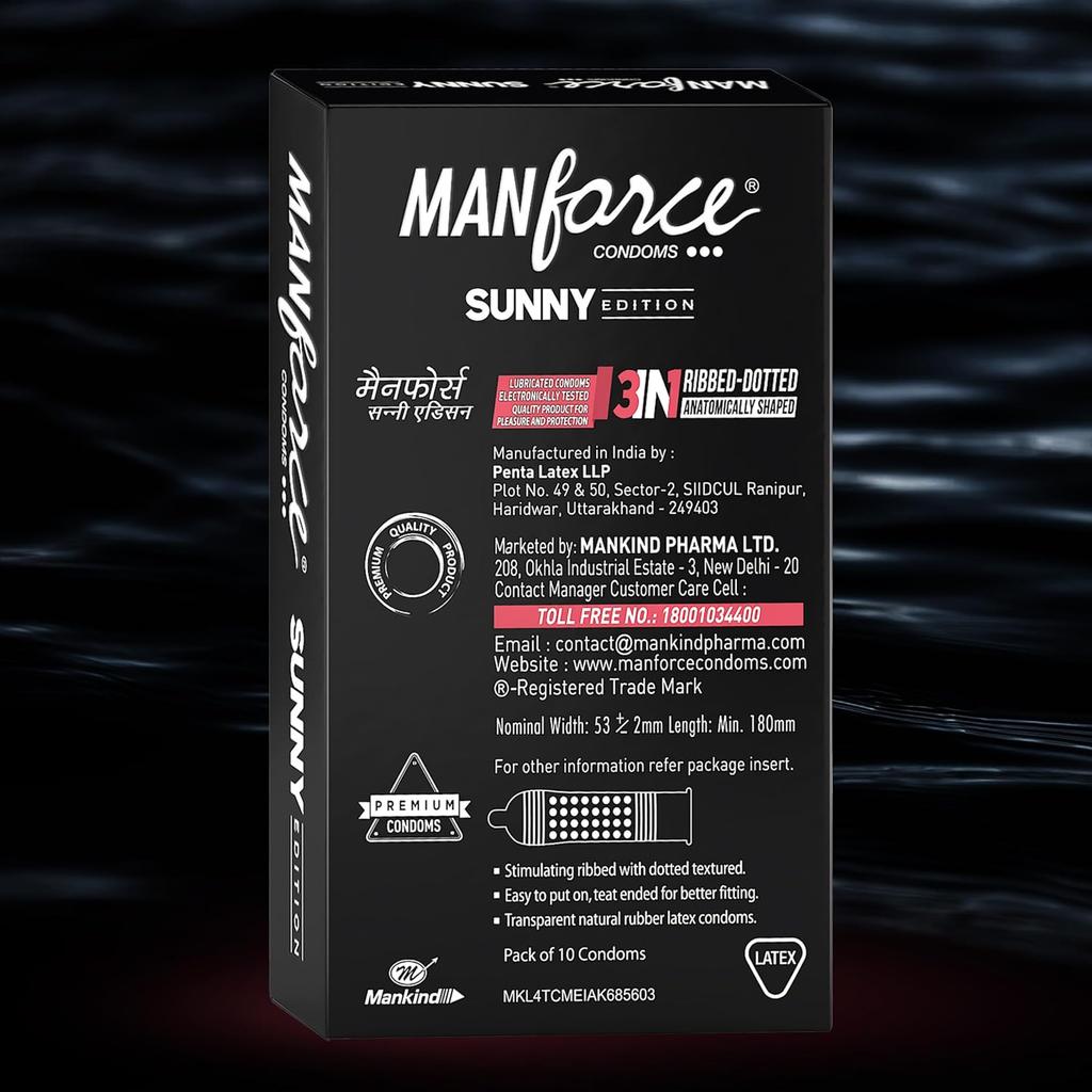 Manforce Презервативы Sunny Edition | 10 шт. | Ребристые, Точечные и Анатомической формы | Для усиленного удовольствия обоих