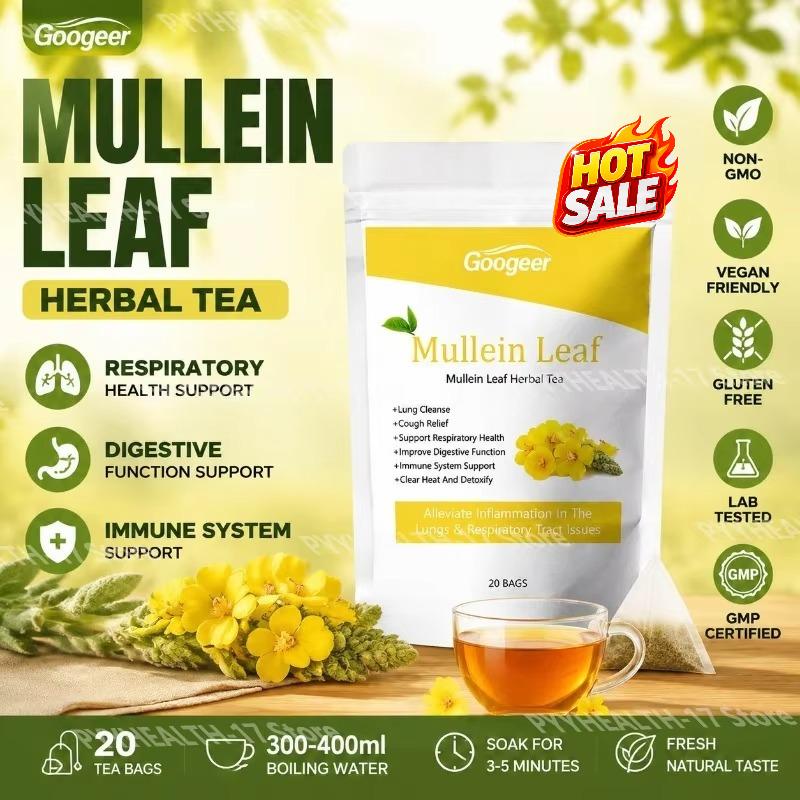 Googeer Mullein Leaf Herbal Tea Pure Natural Herbal Tea Caffeine Free Daily Wellness for Men Women 20 Tea Bags