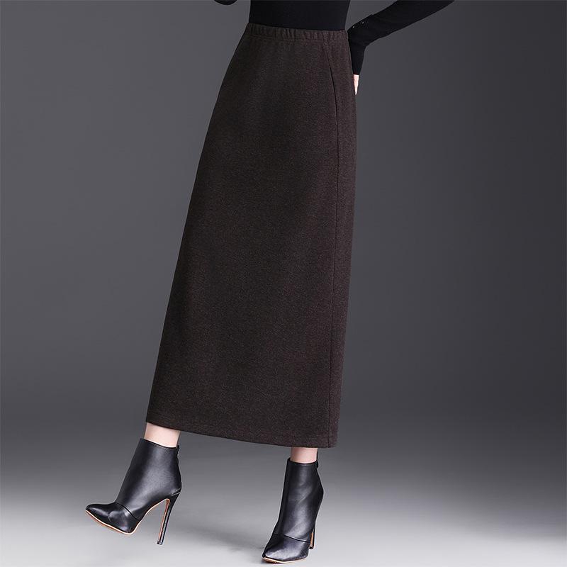 Women's Winter 2025 Woolen Plaid High-Waisted Korean A-Line Mid-Length Skirt - Slim-Fit, Belly-Flattering Umbrella Design
