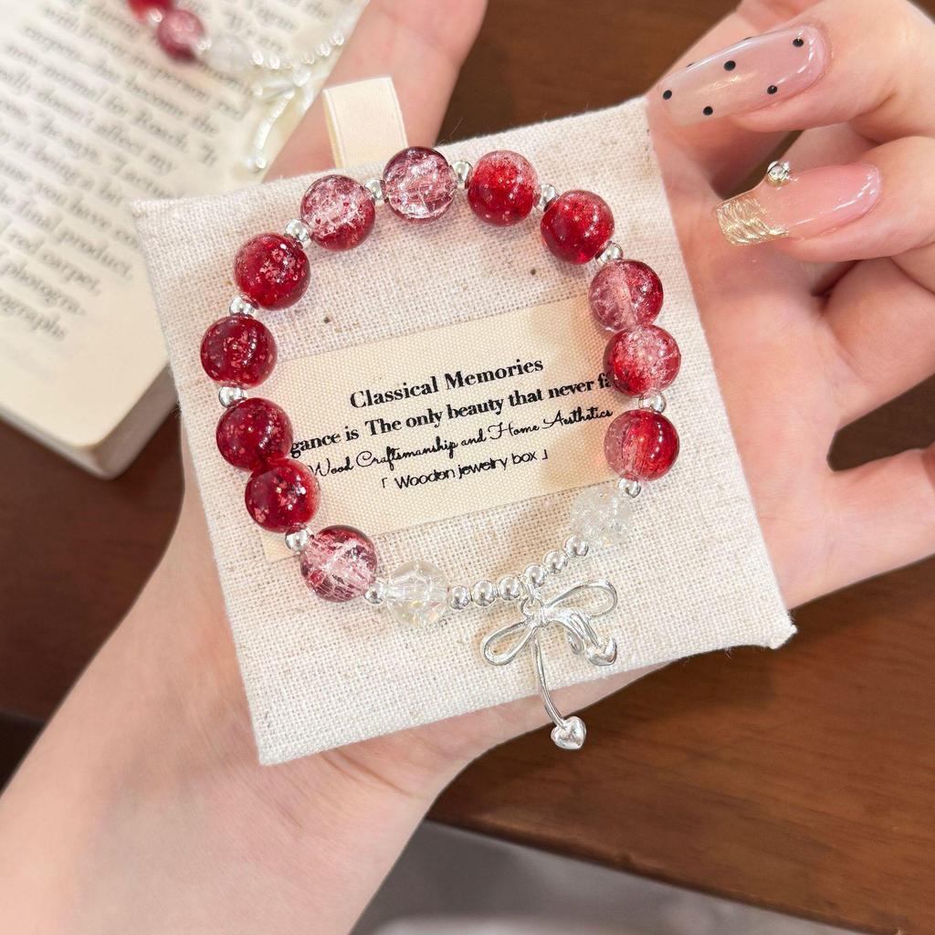 Очаровательный браслет с розовыми кристаллами и цветочным узором - Мечтательный подарок в придворном стиле для девушки