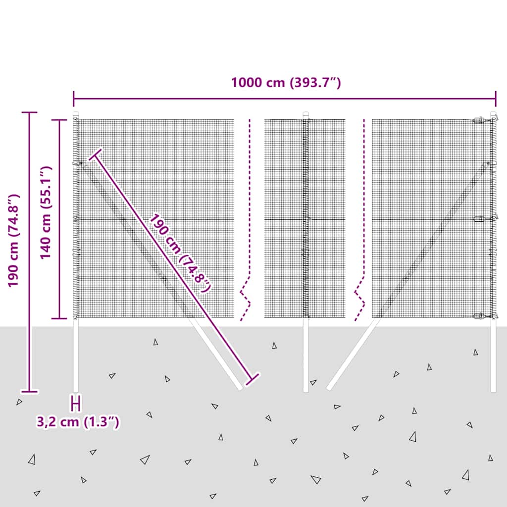 Ground Fix Welded Wire Fence 10 x 1.4 m (W x H)