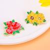 Брошь Яркий Цвет Пион Цветок Листья Форма Значок Украшение Одежды Свитера Шляпы Сумки Аксессуар