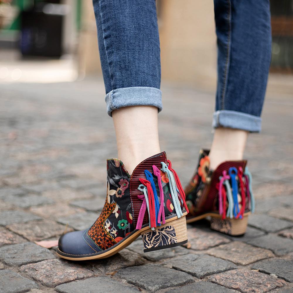 Женская обувь из натуральной кожи с росписью вручную