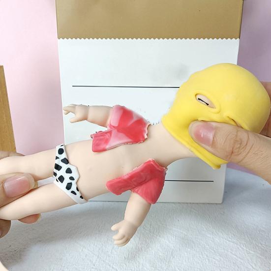 Babies Stress Relief Toy with Face Guard Coat Underwear Soft Stretchy Anxiety Relieving Baby Squeeze Toy Hand Relaxation Stress Ball Fidget