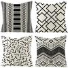 Black and White Geometric Polyester Pillowcase African Geometric Patterns Pillow