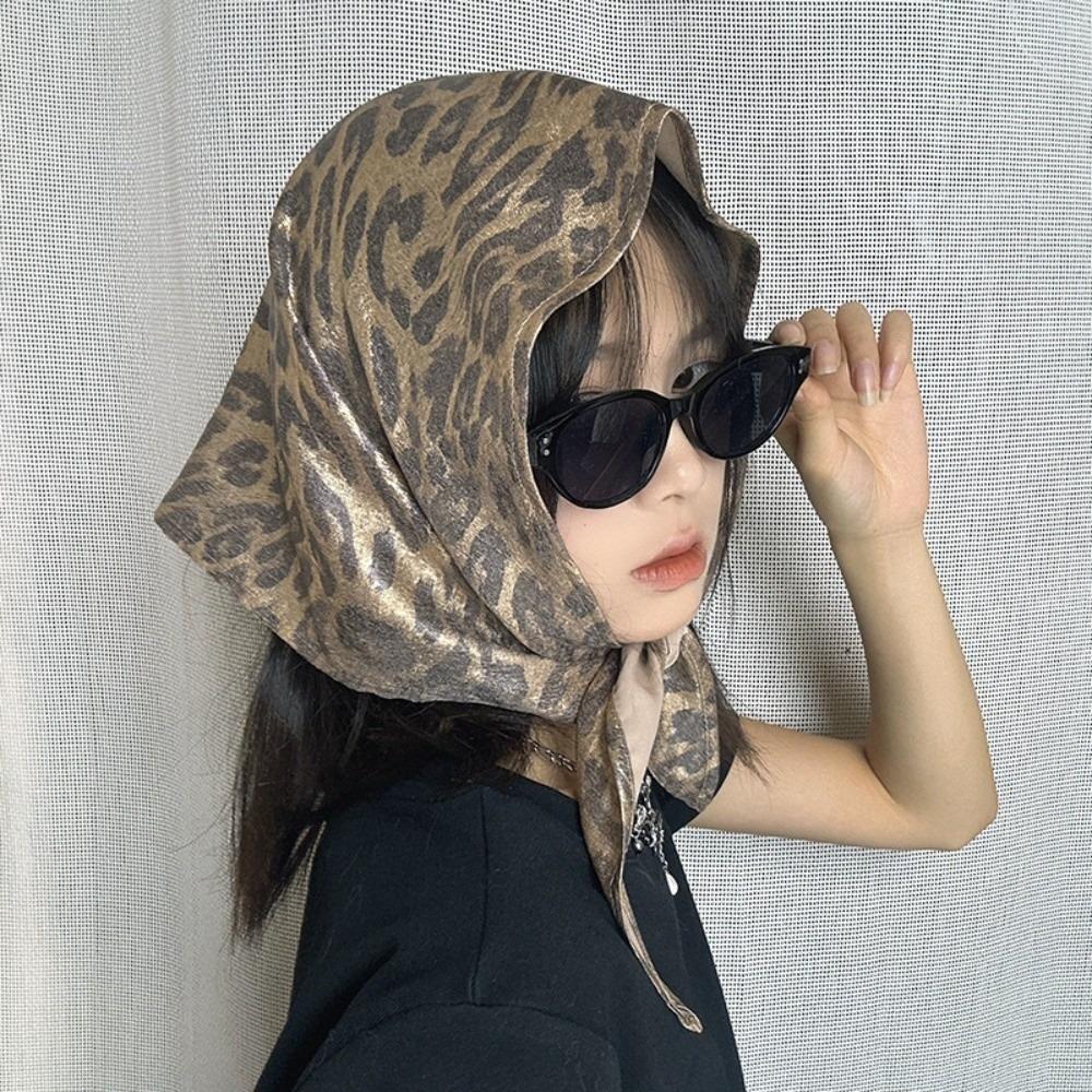 Soft Wrap Leopard Print Hair Scarf Hip Hop Punk Bandana Headwear Triangular Headscarf Streetwear