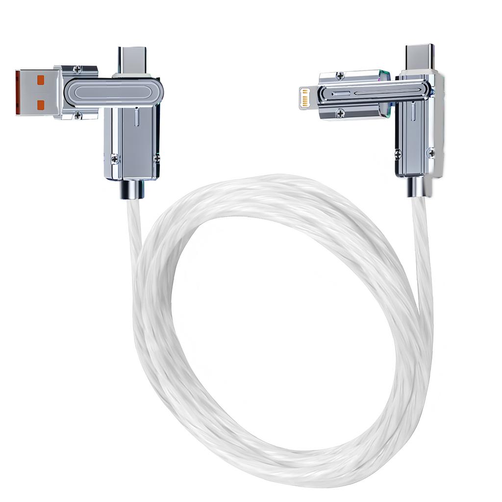 Зарядный кабель 4-в-1 240 Вт Быстрая зарядка Светодиодный индикатор USB C на USB C Кабель для синхронизации данных Для iPhone 15/14/13 Samsung Xiaomi Устройств