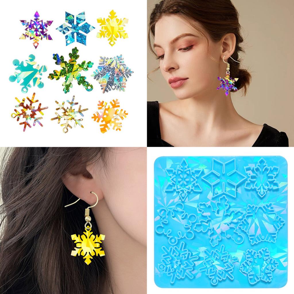 Rainbow Effects Snowflake Pendants Silicone Mold Holographic Christmas Decoration Snowflake Charm Resin Molds DIY Craft
