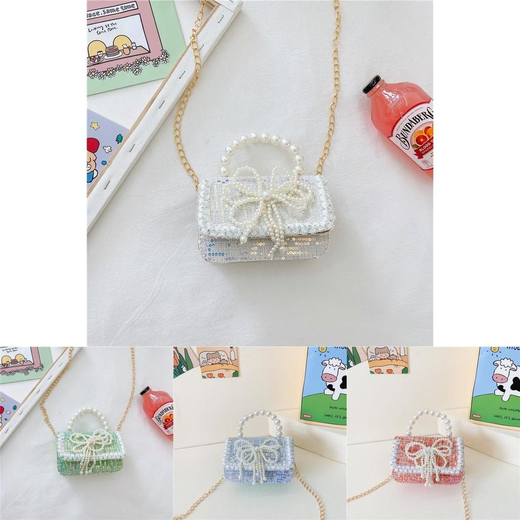 Модная детская сумка через плечо из ПУ с жемчужной цепочкой для стильных детей