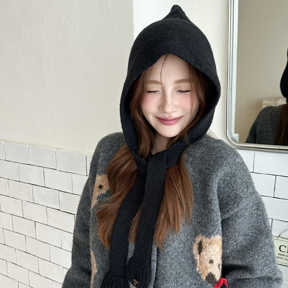 Защита ушей Балаклава Шапка Мягкие Вязаные Шапки Винтажные Ветрозащитные Шапки с Капюшоном Женские