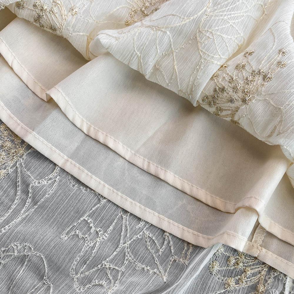 Lente Zachte Wind Temperament Fee Super Xiansen Afdeling Taille Sluiten Dunne Lange Mouwen V-hals Sequin Een-Woord Jurk