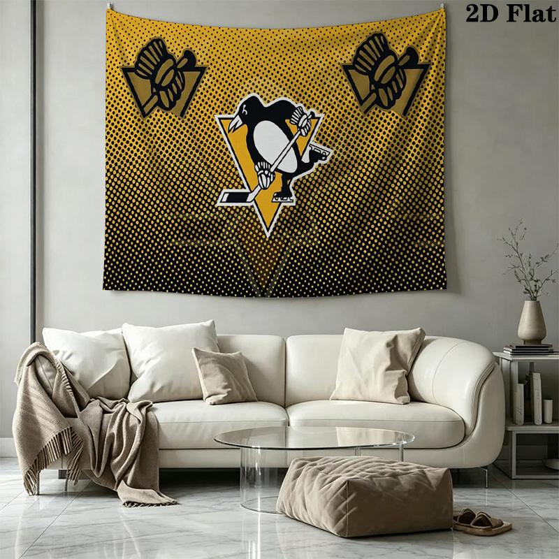 Pittsburgh Penguins Wall Tapestry Aesthetic Wall Hanging Printed Fabric Blanket Decorative Tapestries for Bedroom Living Room Home Decor